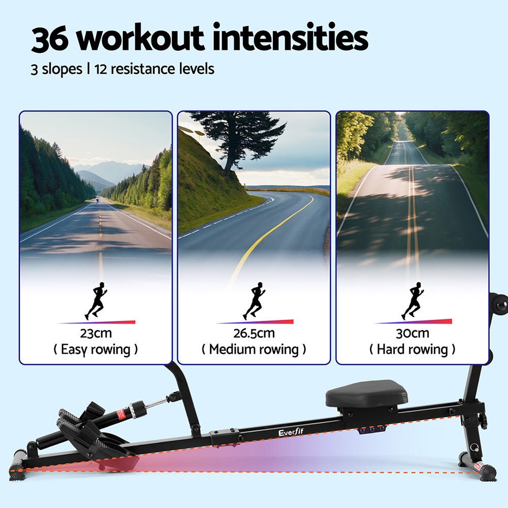 Compact Hydraulic Rowing Machine for Full - Body Workout 12 Levels - Direct On Sale
