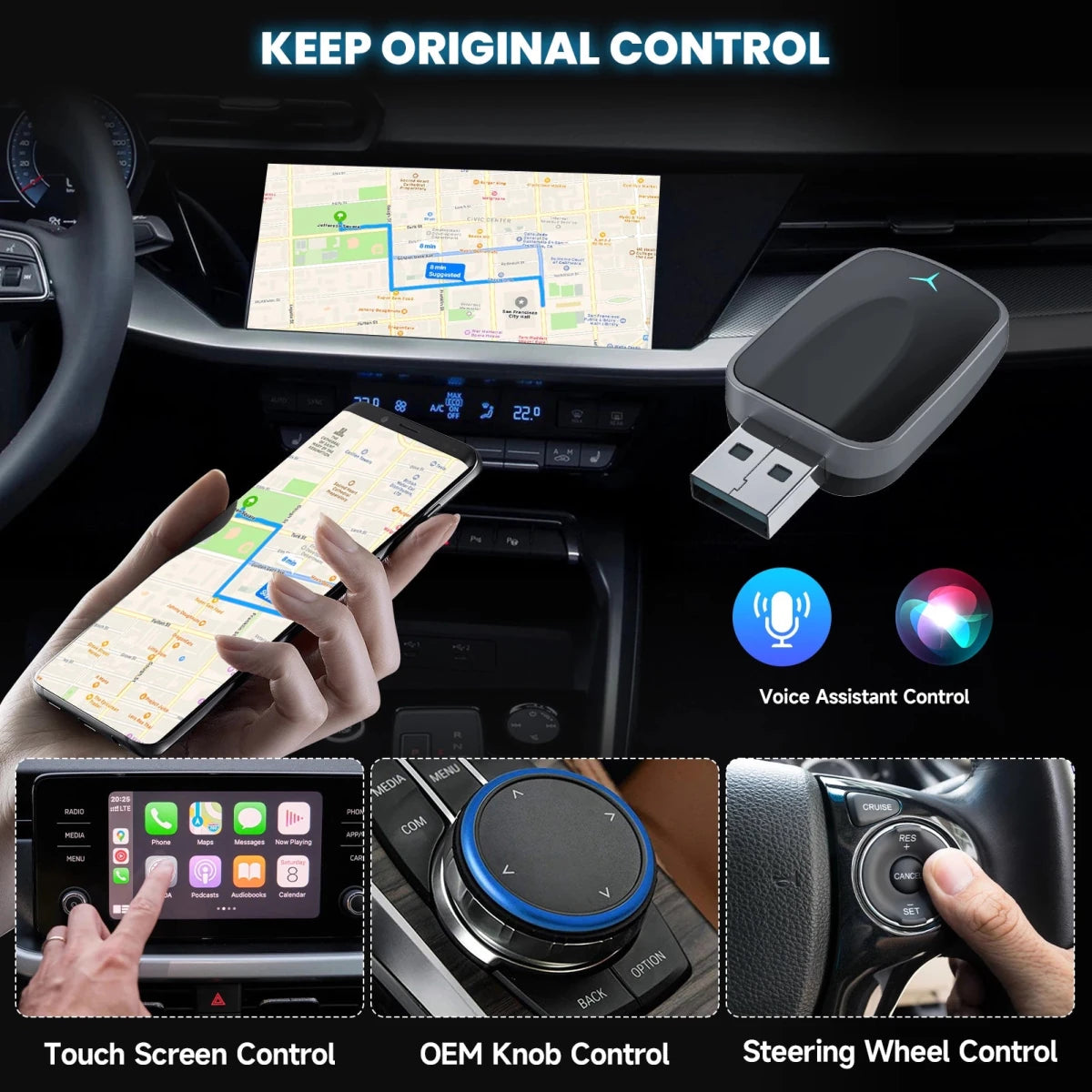 Convert Wired to Wireless Apple Car Play Adapter or Android Auto Play Wireless Adapter Plug & Play - Direct On Sale