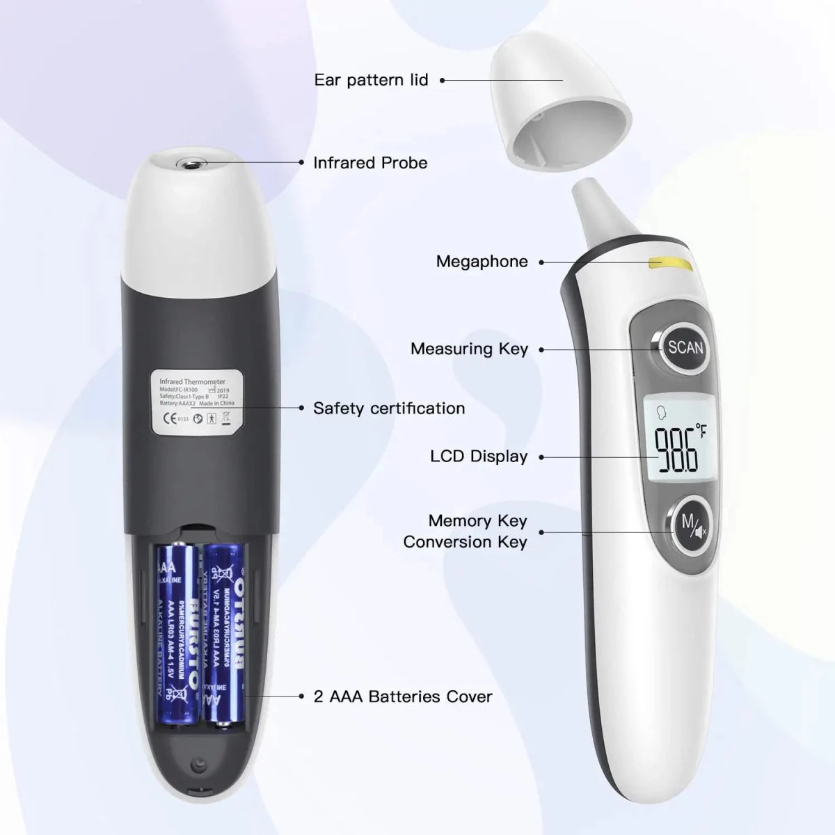Digital Ear Thermometer Ear and Forehead Mode Ideal for Family Kids and Adults - Direct On Sale