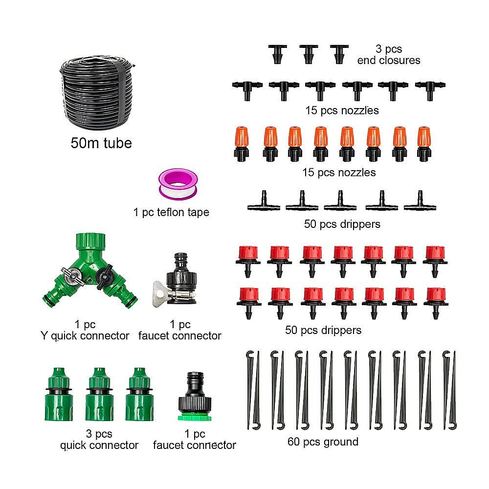 DIY 50M Micro Drip Kit Hose Garden Irrigation System Plant Watering - Direct On Sale