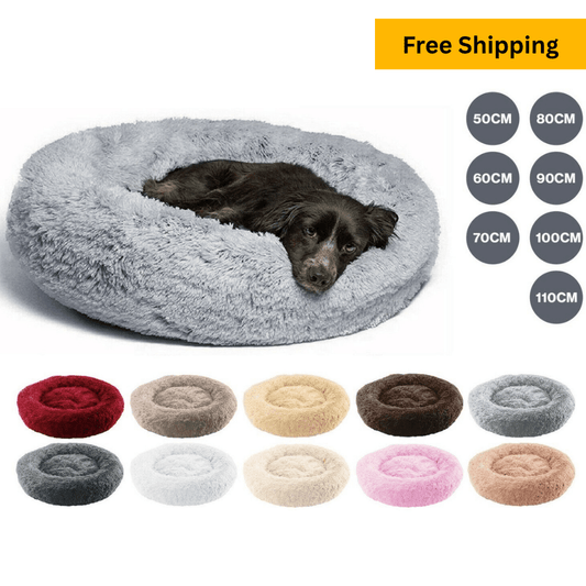 Dog Pet Cat Calming Bed Beds Large Mat Comfy Puppy Fluffy Donut Cushion Plush - Direct On Sale