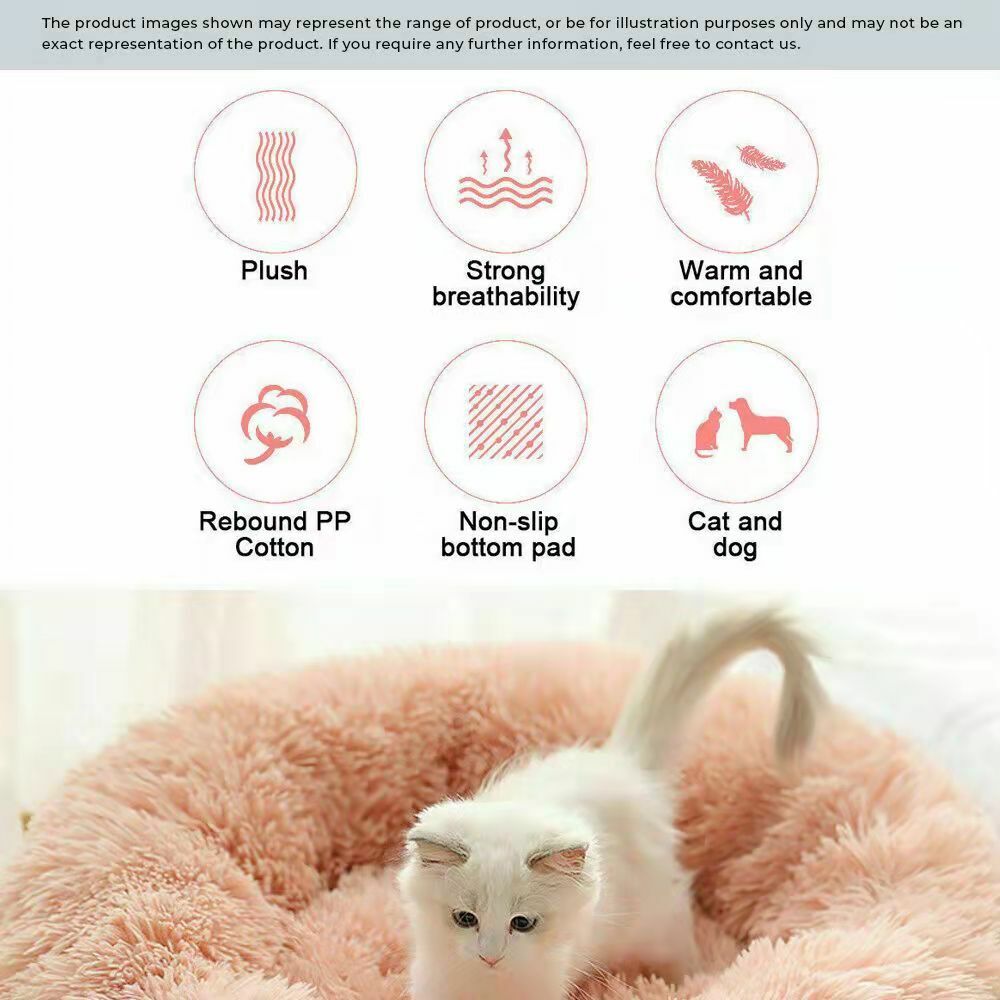 Dog Pet Cat Calming Bed Beds Large Mat Comfy Puppy Fluffy Donut Cushion Plush - Direct On Sale