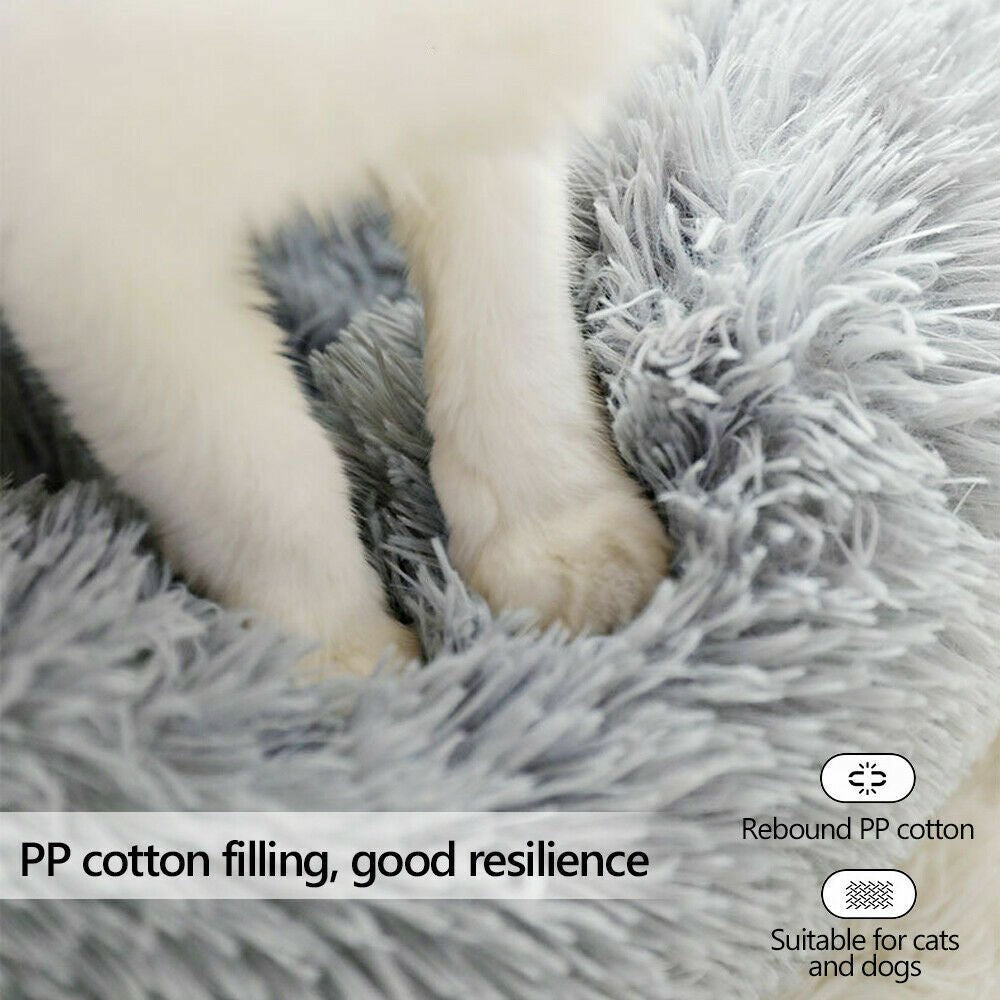 Dog Pet Cat Calming Bed Beds Large Mat Comfy Puppy Fluffy Donut Cushion Plush - Direct On Sale