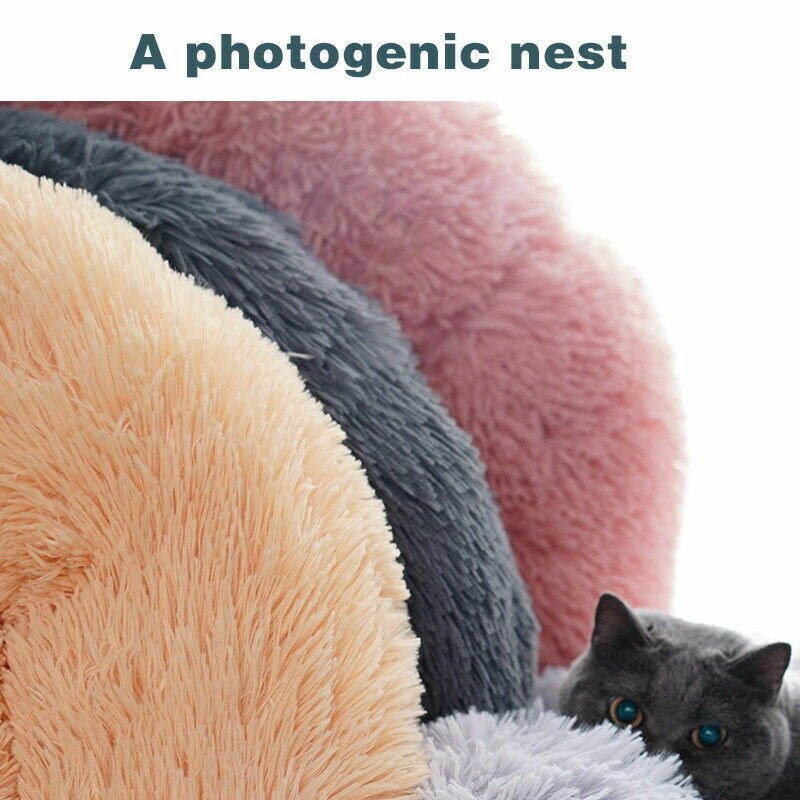 Dog Pet Cat Calming Bed Beds Large Mat Comfy Puppy Fluffy Donut Cushion Plush - Direct On Sale