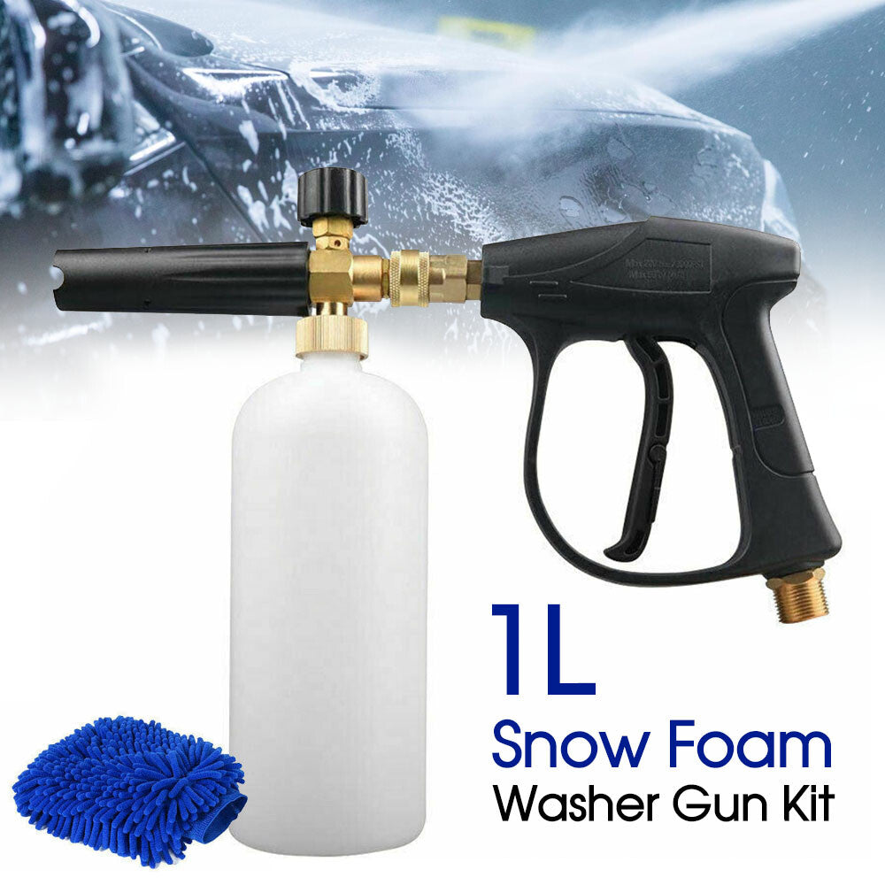 Snow foam cannon and pressure washer gun kit for car washing