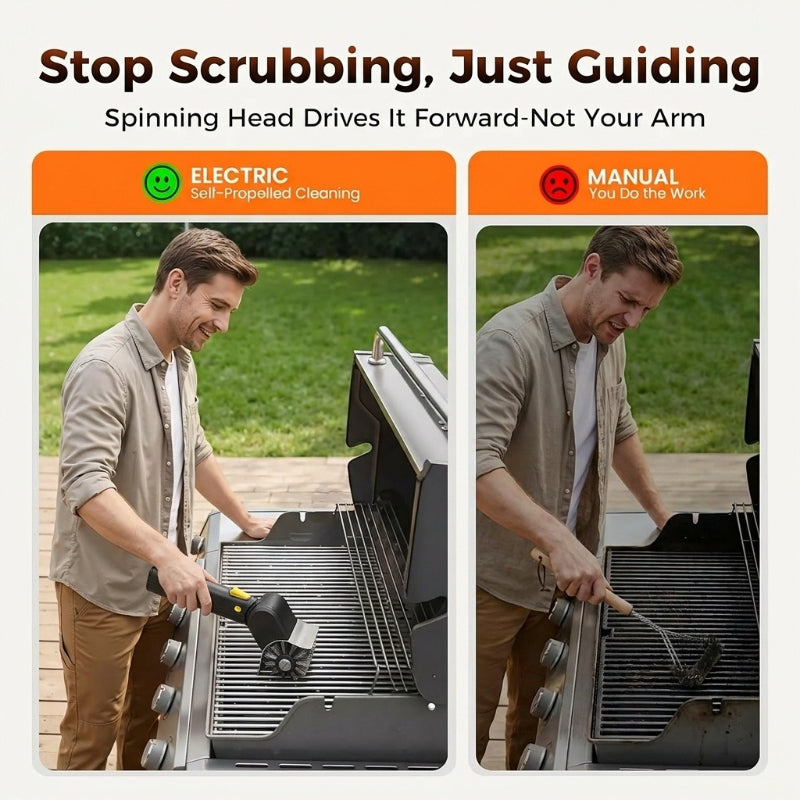 Angle-adjustable head reaching into grill corners