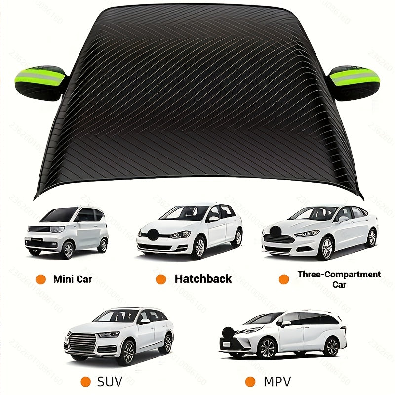 Windscreen cover folded compactly for storage