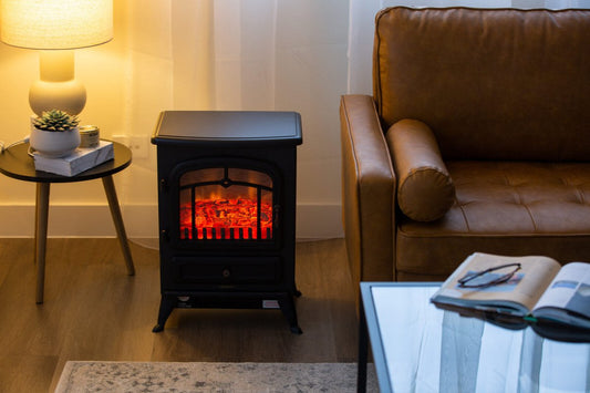 Electric Fireplace Heater w/ Real Flame Effect & 2 Heat Settings - Direct On Sale