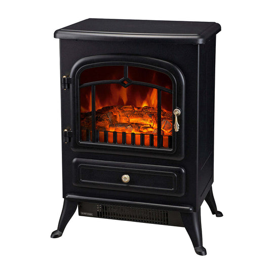 Electric Fireplace Heater w/ Real Flame Effect & 2 Heat Settings - Direct On Sale