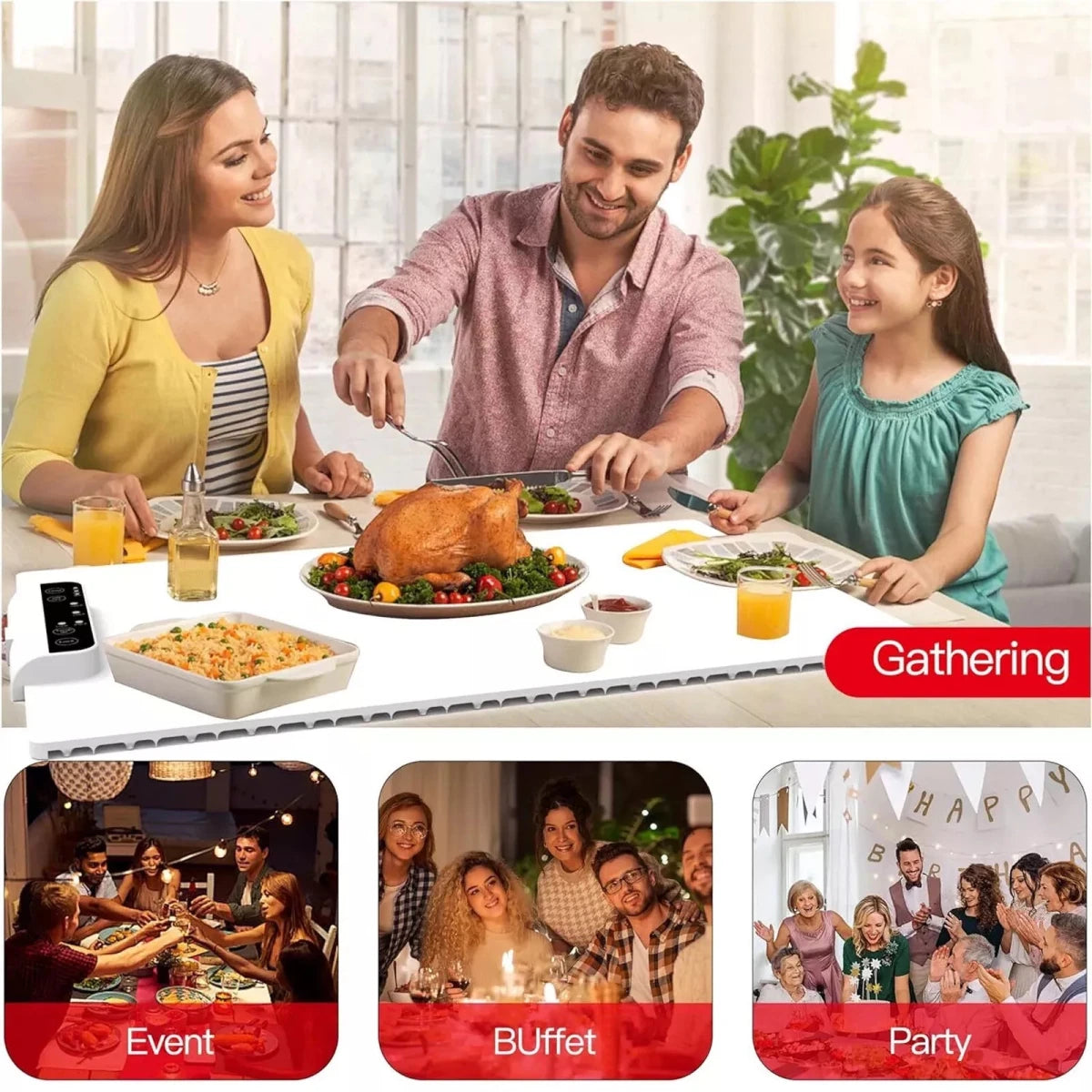 Electric Server Warming Tray,Food Warmer for Parties, Ultra Slim Warming Tray - Direct On Sale