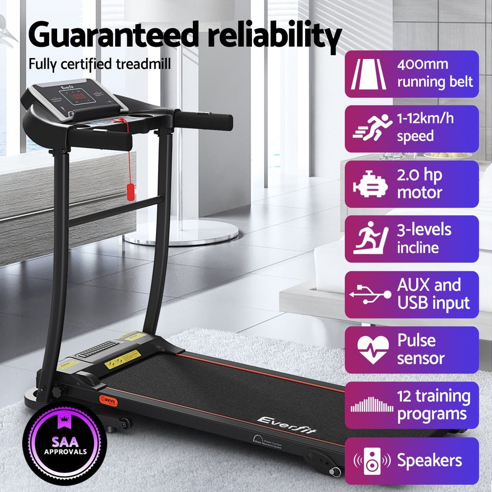Electric Treadmill with Foldable Design and LCD Display Incline 400mm - Direct On Sale