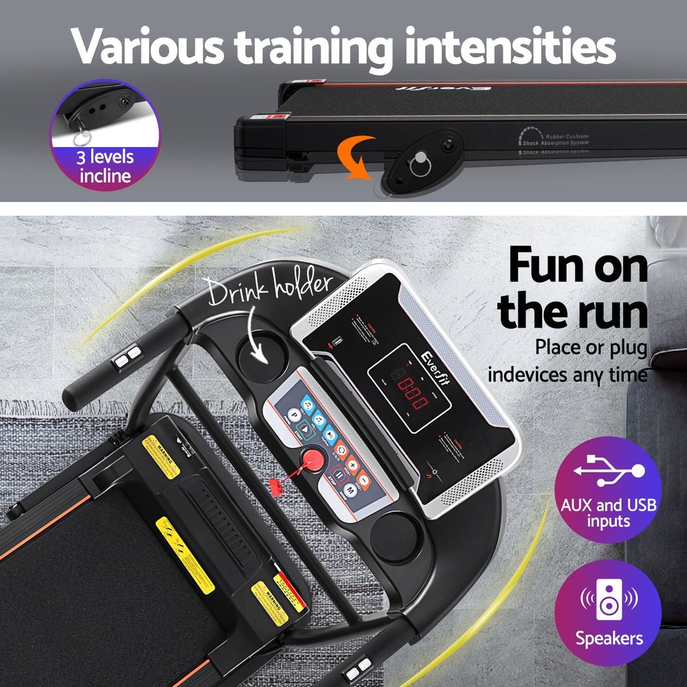 Electric Treadmill with Foldable Design and LCD Display Incline 400mm - Direct On Sale