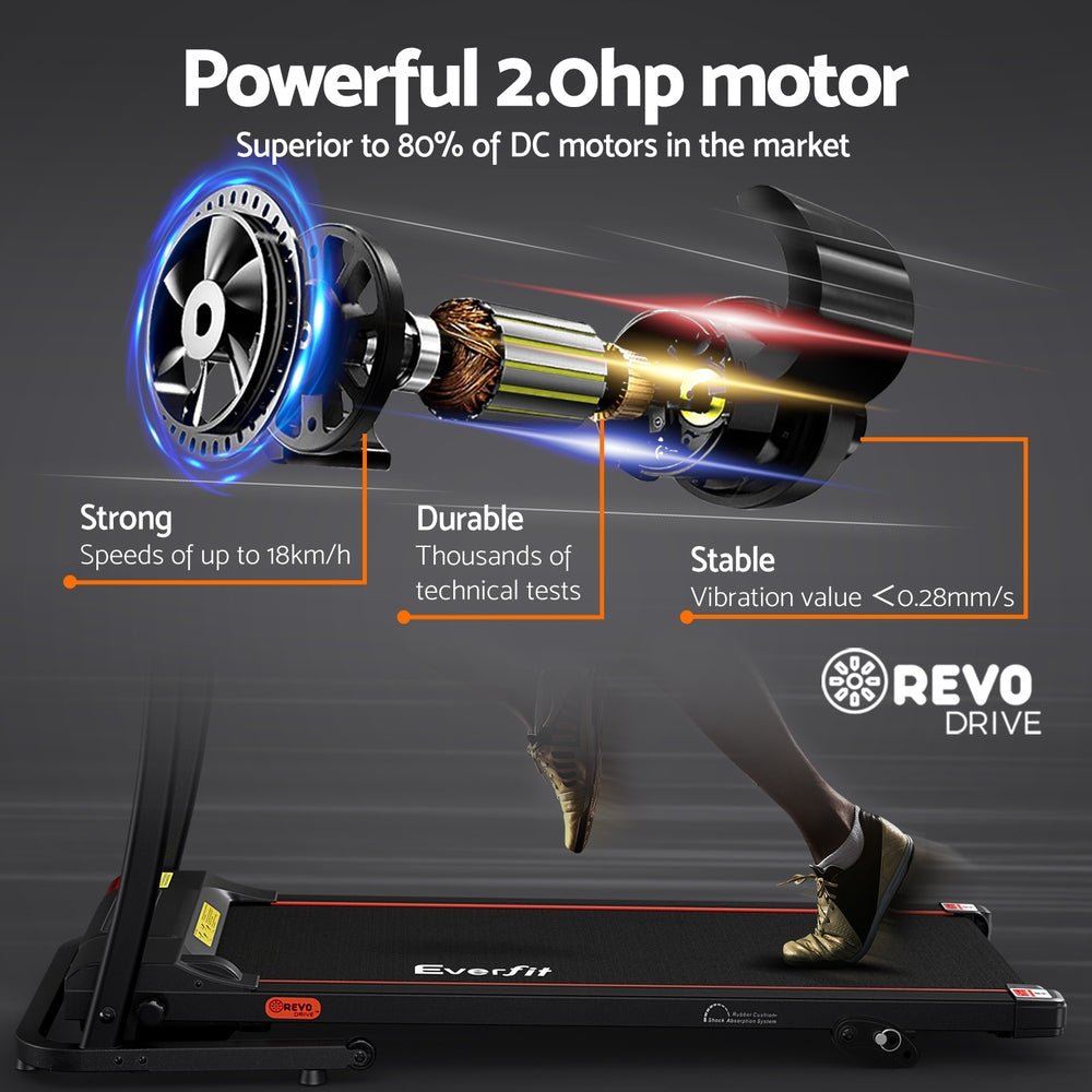 Electric Treadmill with Foldable Design and LCD Display Incline 400mm - Direct On Sale