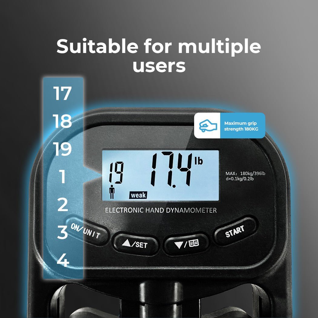 Electronic Hand Dynamometer Grip Strength Tester Trainer 180kg Home Use - Direct On Sale