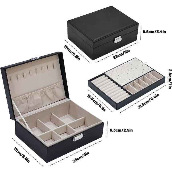 Elegant 2 - Tier Jewelry Box with Lock & Key - Direct On Sale