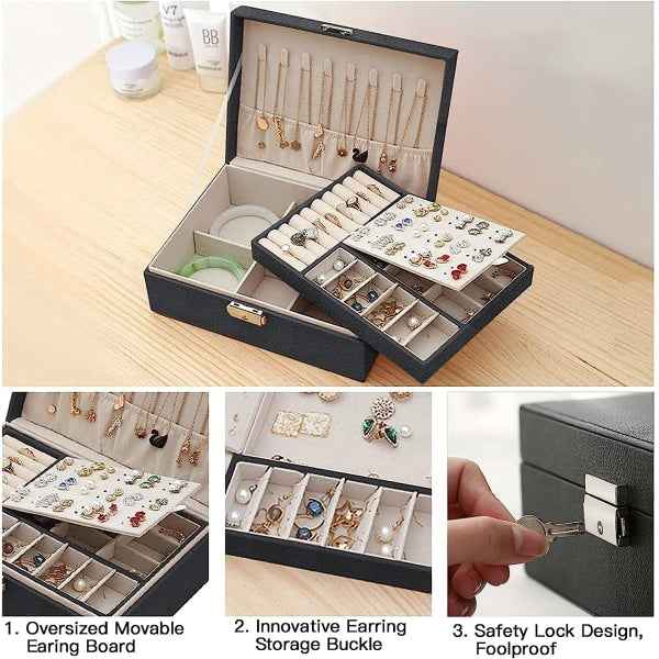 Elegant 2 - Tier Jewelry Box with Lock & Key - Direct On Sale