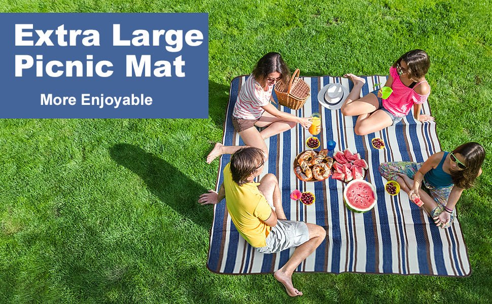 Extra Large Waterproof Picnic Blanket 2m x 1.5m – Foldable, 3 - Layer Mat with Carry Bag - Direct On Sale