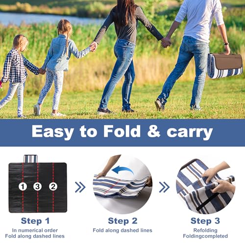 Extra Large Waterproof Picnic Blanket 2m x 1.5m – Foldable, 3 - Layer Mat with Carry Bag - Direct On Sale