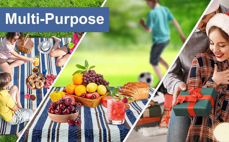 Extra Large Waterproof Picnic Blanket 2m x 1.5m – Foldable, 3 - Layer Mat with Carry Bag - Direct On Sale