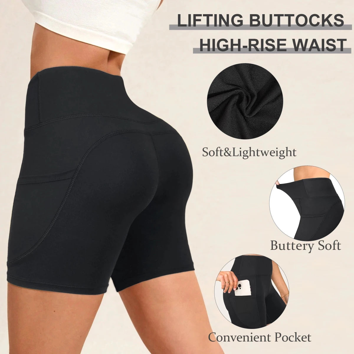 F78 Women Yoga Legging Short High Waist With Side Pockets - Direct On Sale