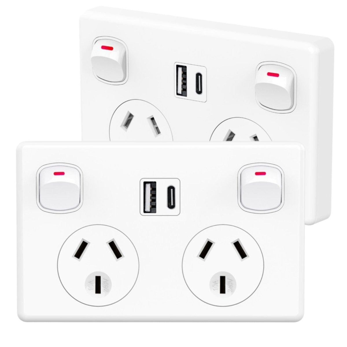 Fast Charge 10 amp Double Power Point Wall Outlet USB & Type - C GPO Supply Socket - Direct On Sale