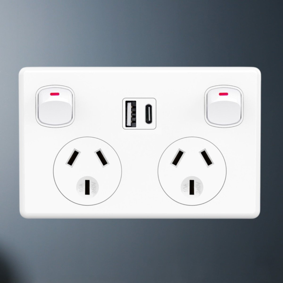 Fast Charge 10 amp Double Power Point Wall Outlet USB & Type - C GPO Supply Socket - Direct On Sale