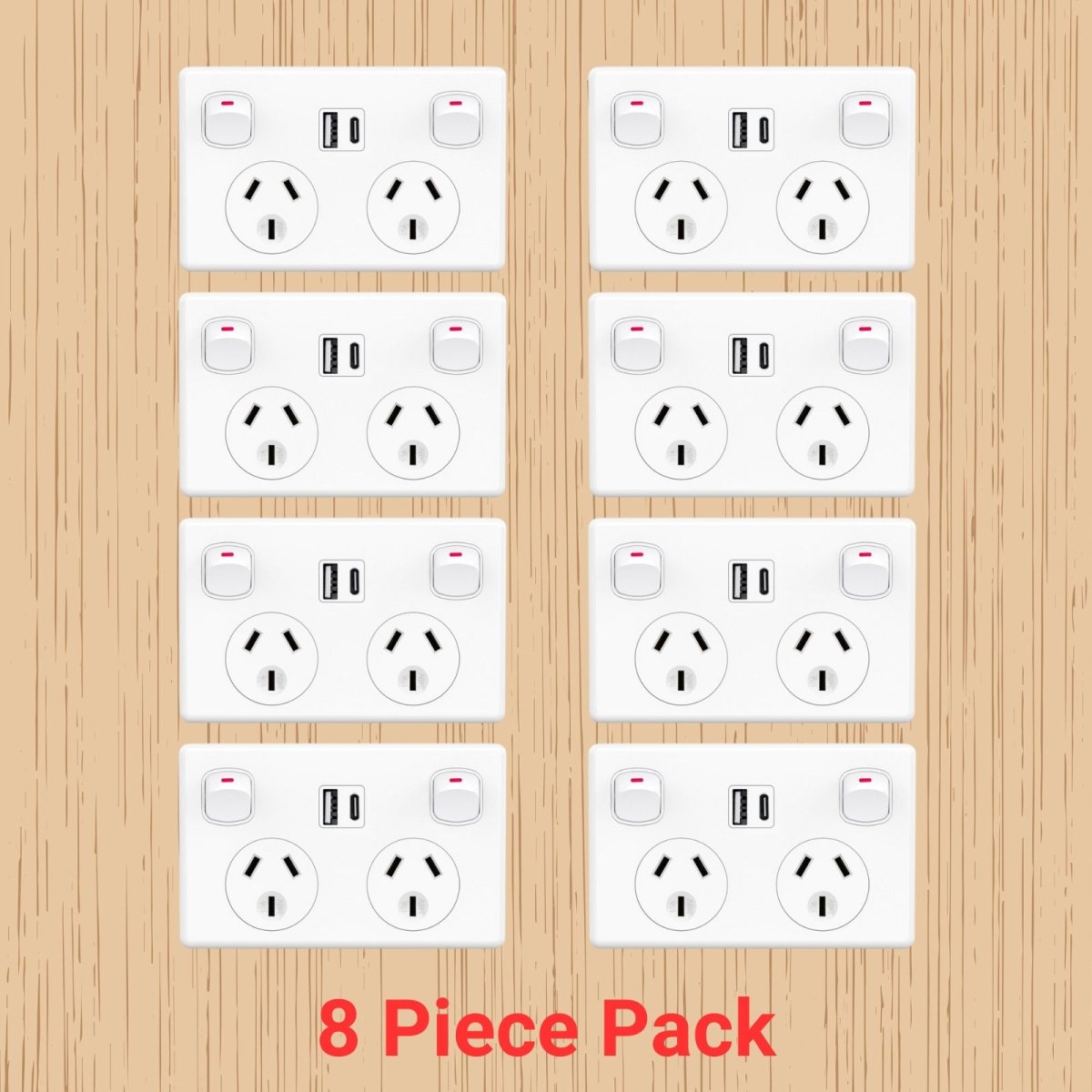 Fast Charge 10 amp Double Power Point Wall Outlet USB & Type - C GPO Supply Socket - Direct On Sale