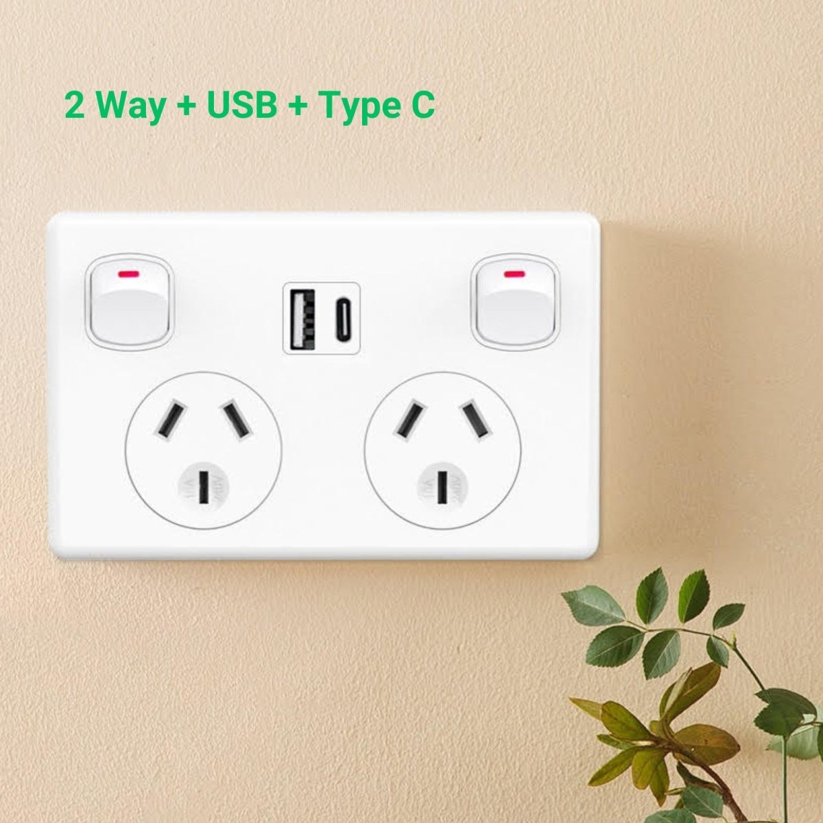 Fast Charge 10 amp Double Power Point Wall Outlet USB & Type - C GPO Supply Socket - Direct On Sale