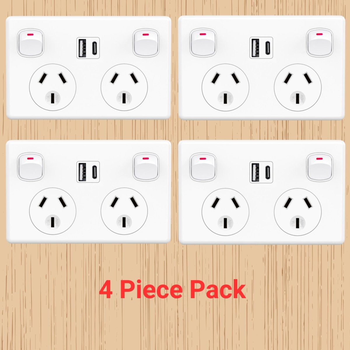Fast Charge 10 amp Double Power Point Wall Outlet USB & Type - C GPO Supply Socket - Direct On Sale