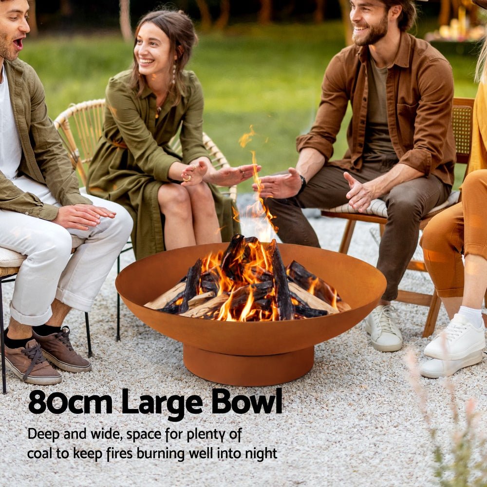 Fire Pit Iron Bowl 80cm Outdoor Patio Fireplace - Direct On Sale