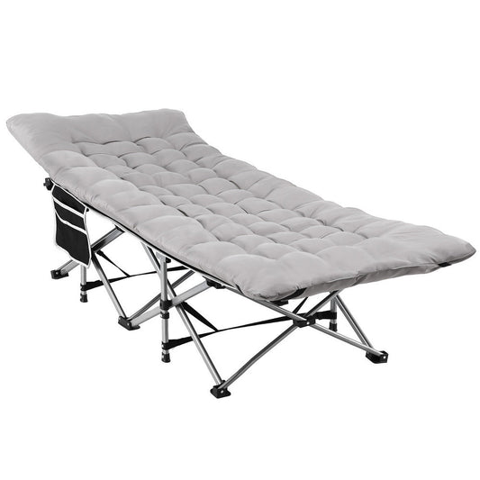 Folding Bed With Mattress Heavy Duty Grey 185CM - Direct On Sale
