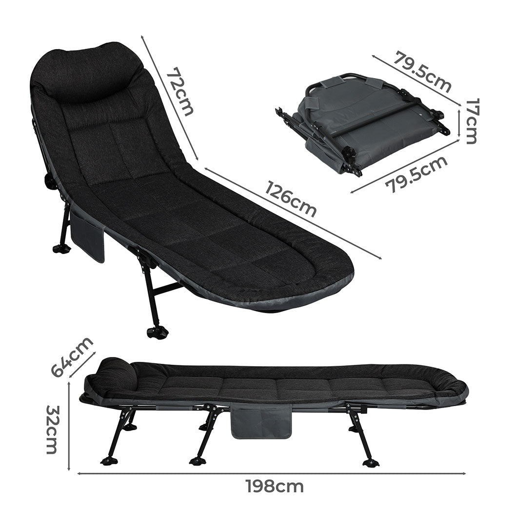Folding Camping Bed Camp Cots Black - Direct On Sale