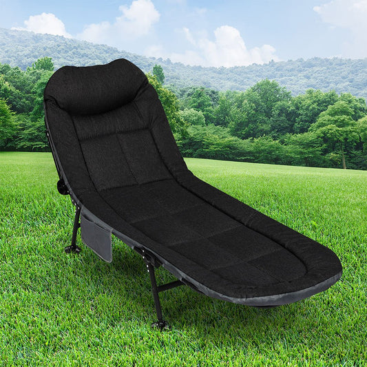 Folding Camping Bed Camp Cots Black - Direct On Sale