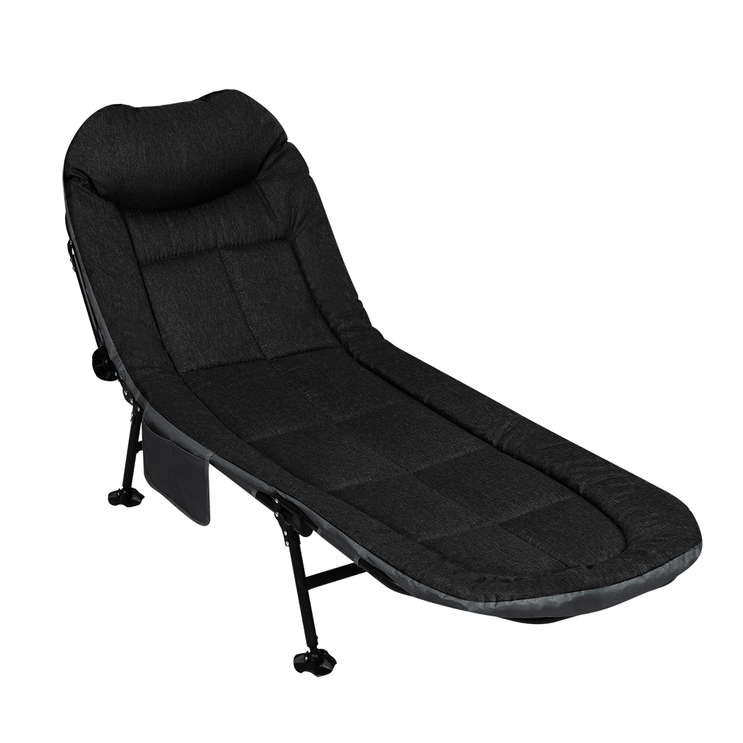 Folding Camping Bed Camp Cots Black - Direct On Sale