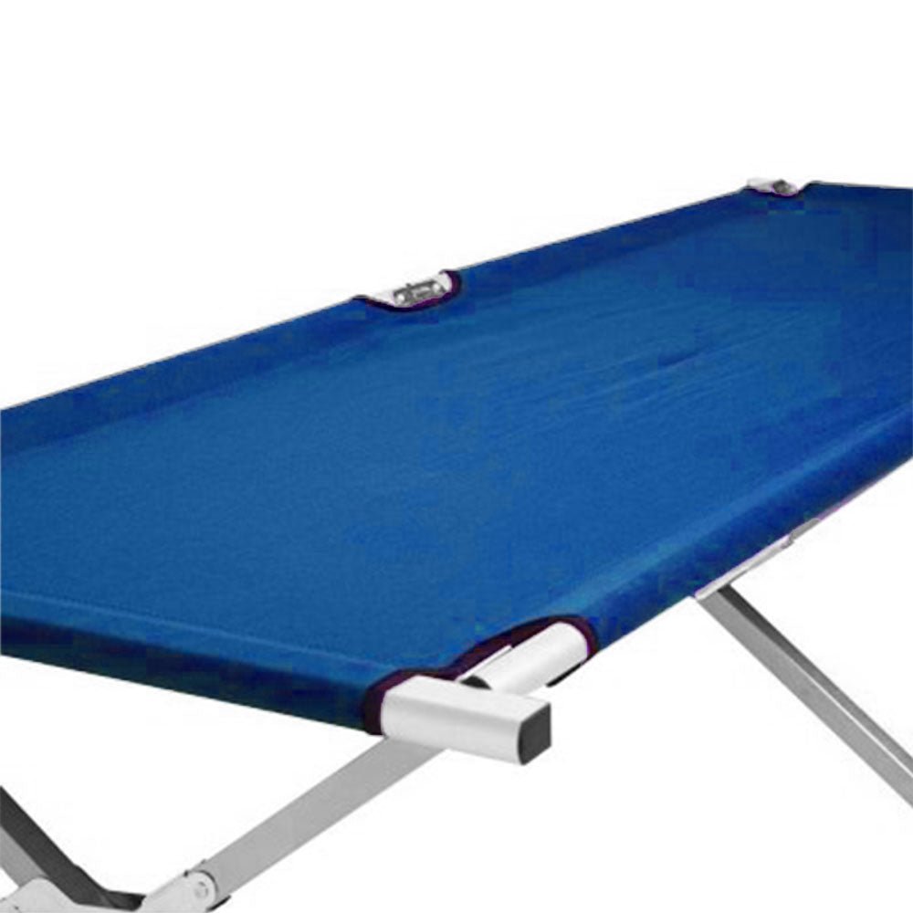 Folding Camping Bed Portable Aluminium Camp Cot with Carry Bag Blue - Direct On Sale