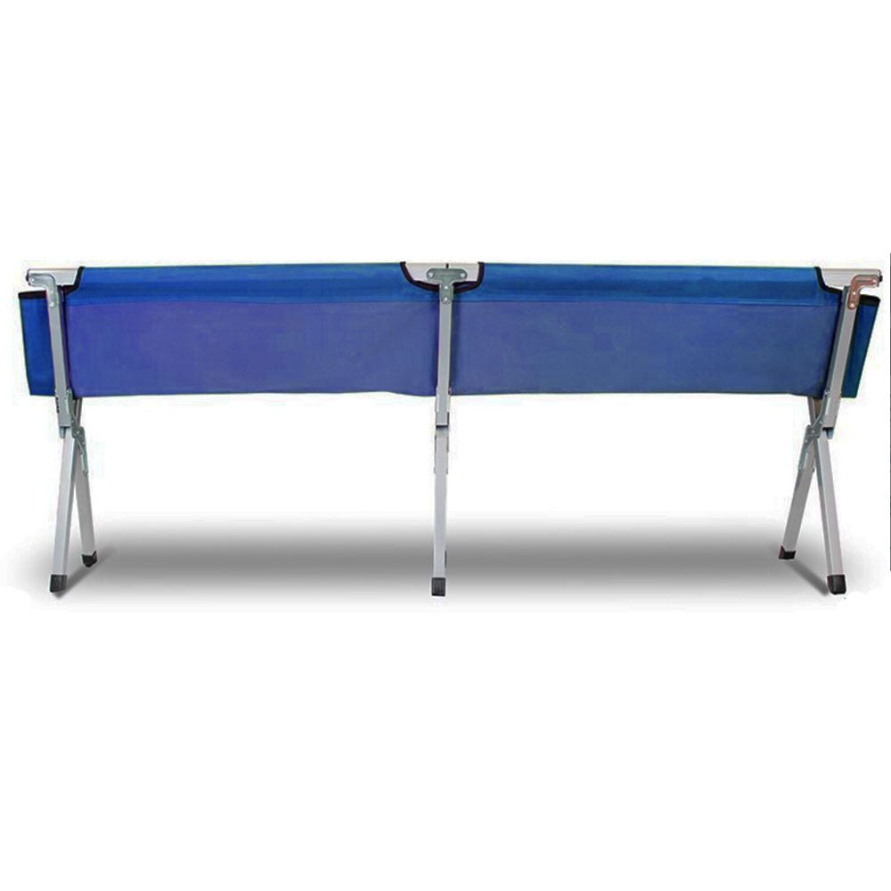 Folding Camping Bed Portable Aluminium Camp Cot with Carry Bag Blue - Direct On Sale
