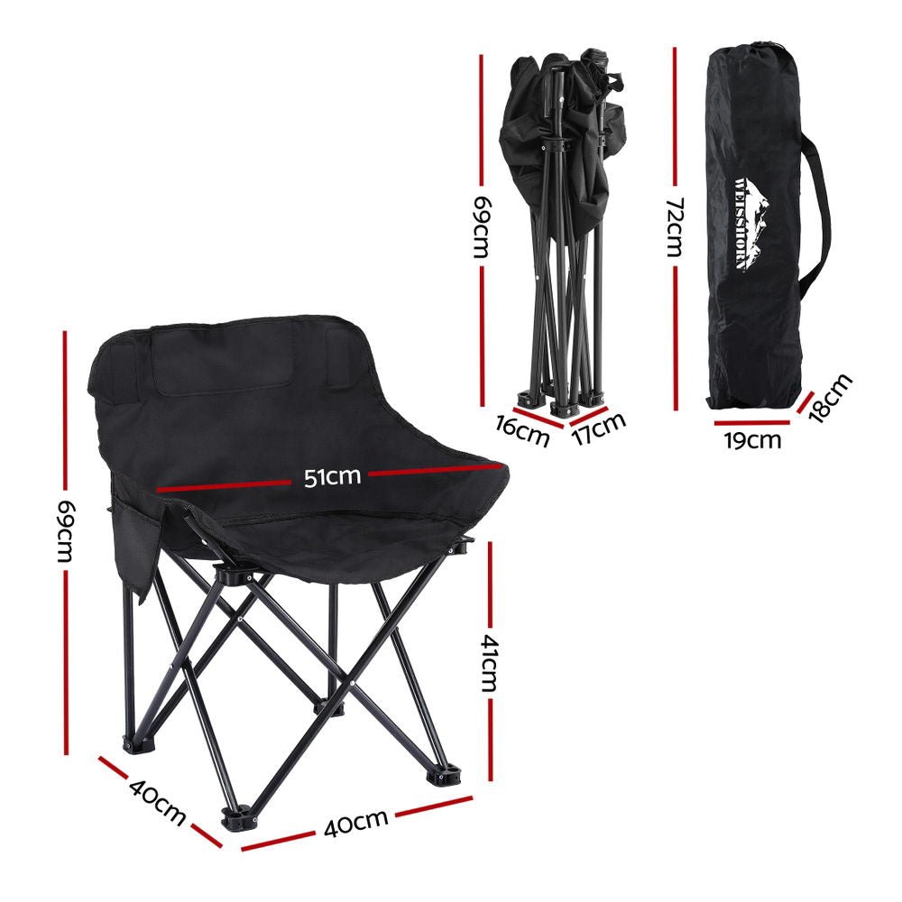 Folding Camping Moon Chair Portable Outdoor Chair with Carry Bag 120KG Black - Direct On Sale