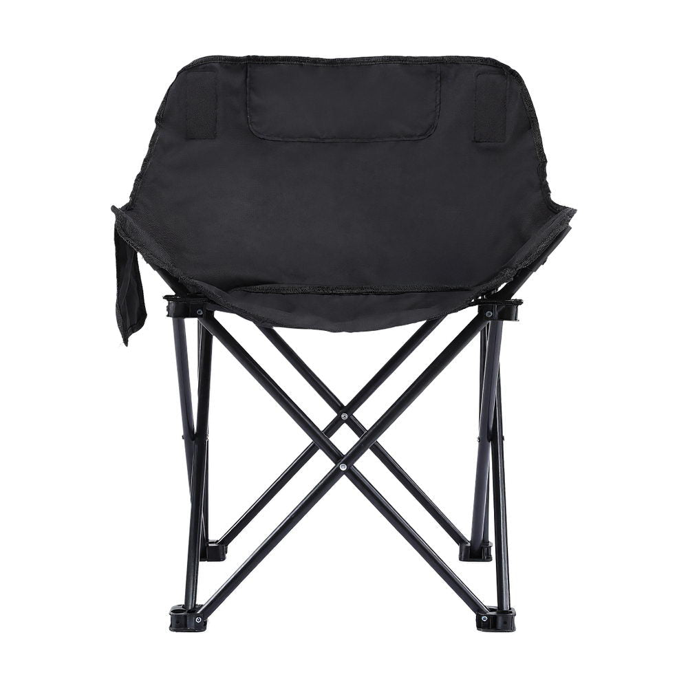 Folding Camping Moon Chair Portable Outdoor Chair with Carry Bag 120KG Black - Direct On Sale