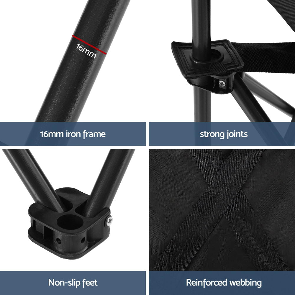 Folding Camping Moon Chair Portable Outdoor Chair with Carry Bag 120KG Black - Direct On Sale