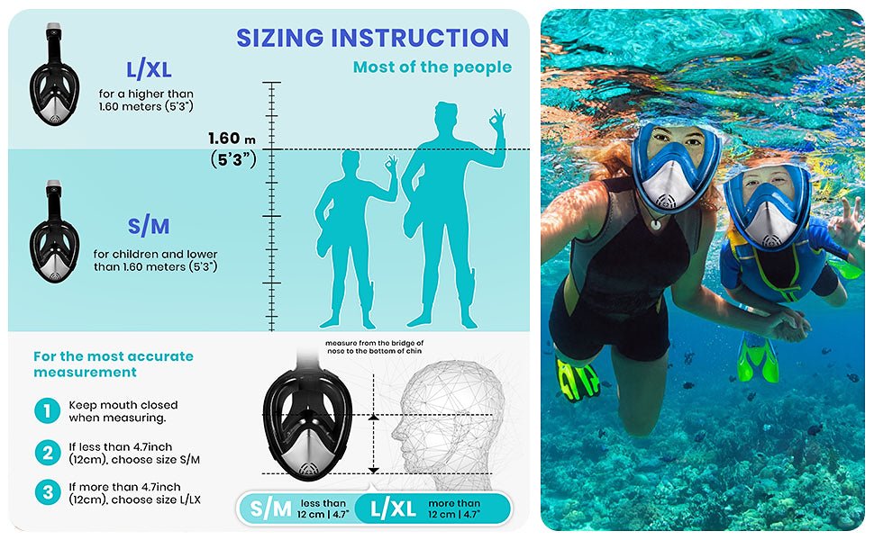 Full Face Snorkel Mask Diving Mask Anti - Fog Swimming 180° View - Direct On Sale