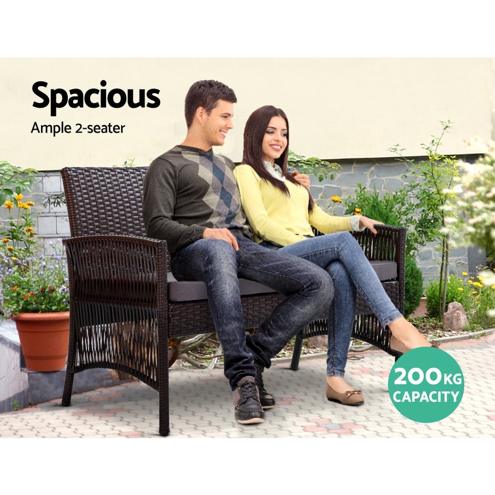 Gardeon 4 PCS Outdoor Furniture Lounge Setting Wicker Dining Set Black - Direct On Sale