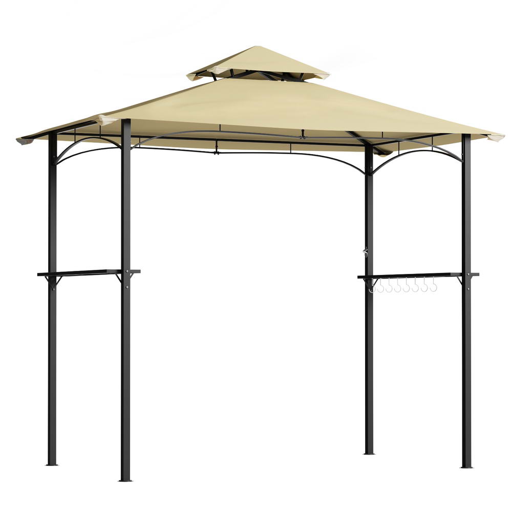 Gazebo Outdoor Patio Marquee BBQ Grill Shelter Garden Shade Hooks Beige - Direct On Sale