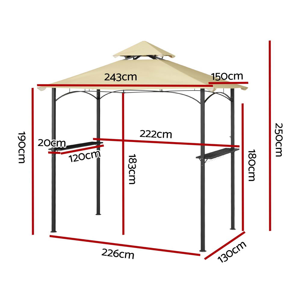 Gazebo Outdoor Patio Marquee BBQ Grill Shelter Garden Shade Hooks Beige - Direct On Sale