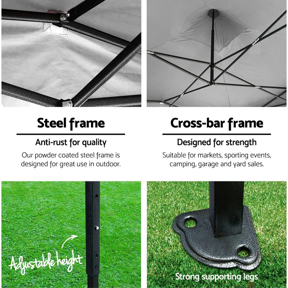 Gazebo Pop Up Marquee 3mx3m Folding 500D Wedding Tent White - Direct On Sale