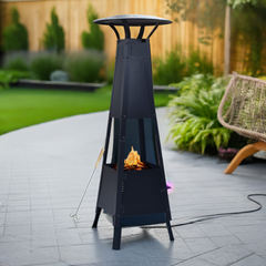 Outdoor Patio Heater Steel Pyramid Fire Pit Fireplace Garden Wood Burner 1m