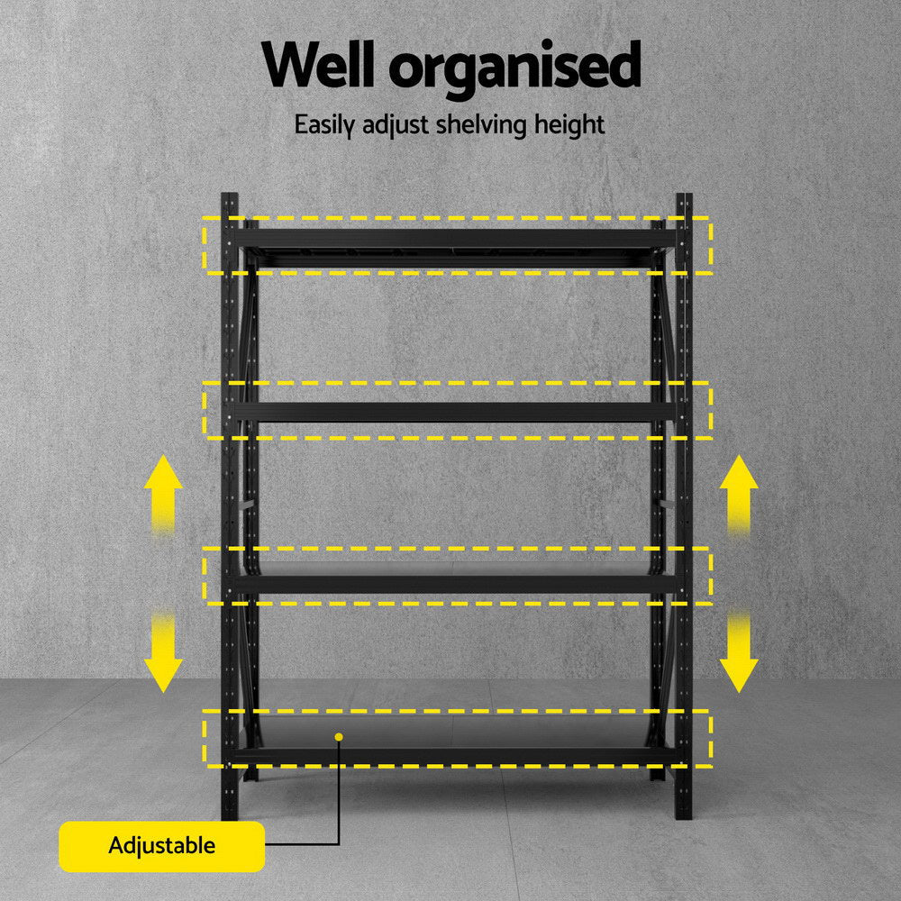 Heavy - Duty 4 - Tier Storage Rack 2Mx1.5M Garage Shelving Warehouse Rack Industrial Shelving Black - Direct On Sale