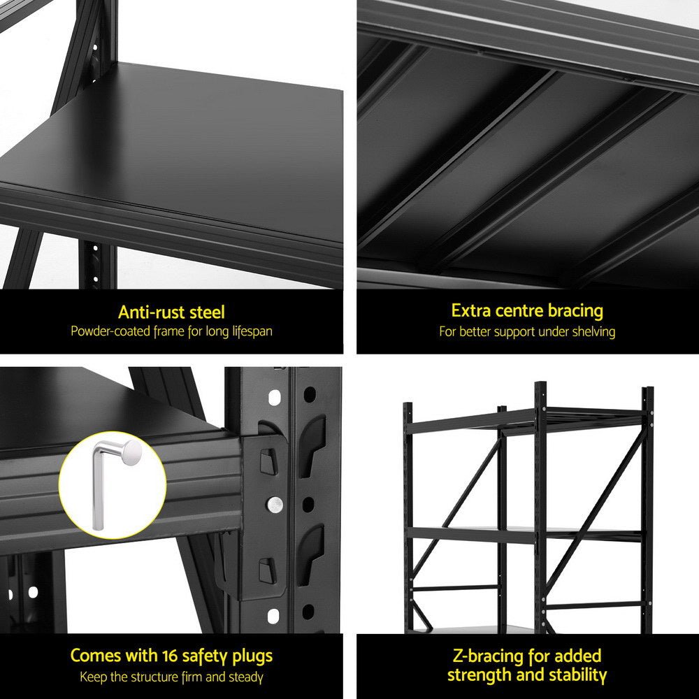Heavy - Duty 4 - Tier Storage Rack 2Mx1.5M Garage Shelving Warehouse Rack Industrial Shelving Black - Direct On Sale