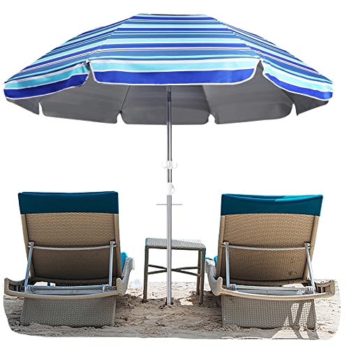 Heavy Duty Windproof Summer Beach Umbrella 2.3m UPF 50+ with Sand Anchor - Direct On Sale