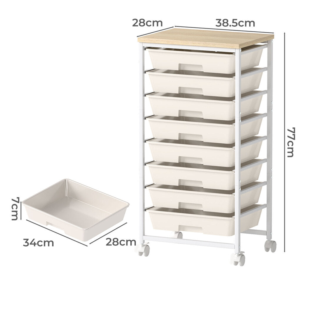 Levede 8 Drawers Storage Trolley Utility Cart Plastic Mobile Organiser Unit-2029334094093094914