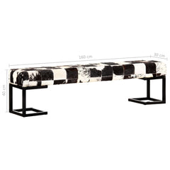 Genuine Goat Leather Modern Bench With Golden Steel Legs